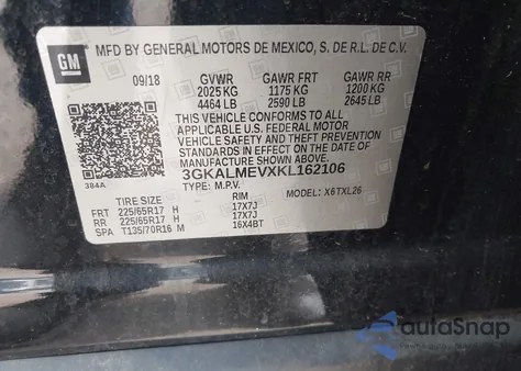 2019 GMC Terrain Sle z USA, uszkodzony, nr VIN 3GKALMEVXKL162106